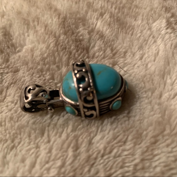 Sterling Silver Genuine Turquoise Pendant - Picture 4 of 6